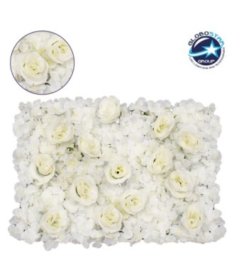 GloboStar® 78311 Συνθετικό Πάνελ Λουλουδιών - Κάθετος Κήπος Τριαντάφυλλο - Ορτανσία Μ60 x Υ40 x Π7cm